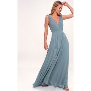 DANCE THE NIGHT AWAY SLATE BLUE MAXI DRESS